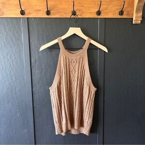Cable Knit Halter Neck Sweater Tank